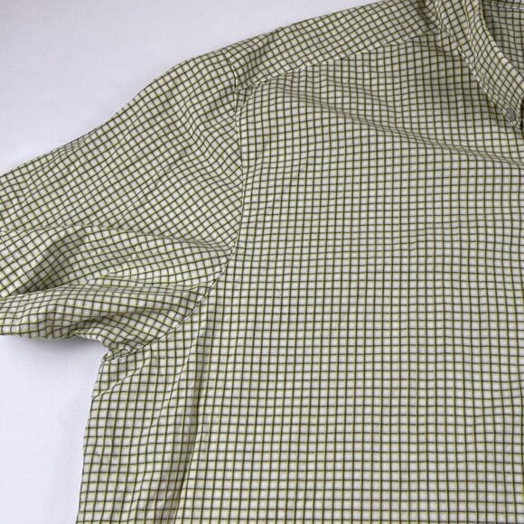 Columbia Short Sleeve Button Up Shirt Men’s 2XL Cotton Check Yellow/Green Pocket - Picture 8 of 9